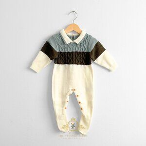 NWT Cute Baby Boys Knit One-piece Bodysuits Romper Footies Sage & Olive 3-6M